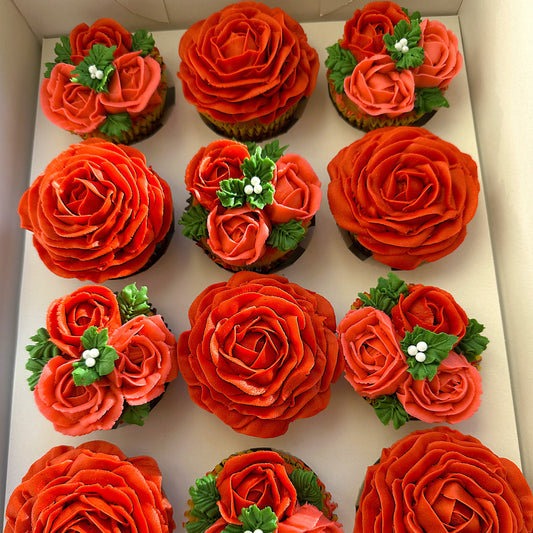 Beautiful red roses flowers box