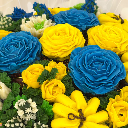 Blue and Yellow flowers Bouquet