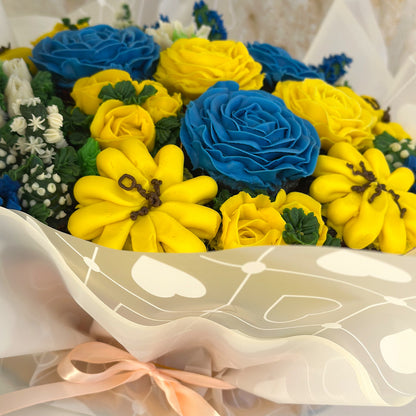 Blue and Yellow flowers Bouquet