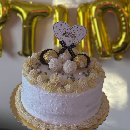 Happy Birthday Cake / White Chocolate and milk chocolate ganache