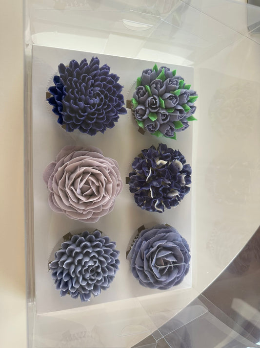 Cupcake box - 6 pcs \ Purple flowers