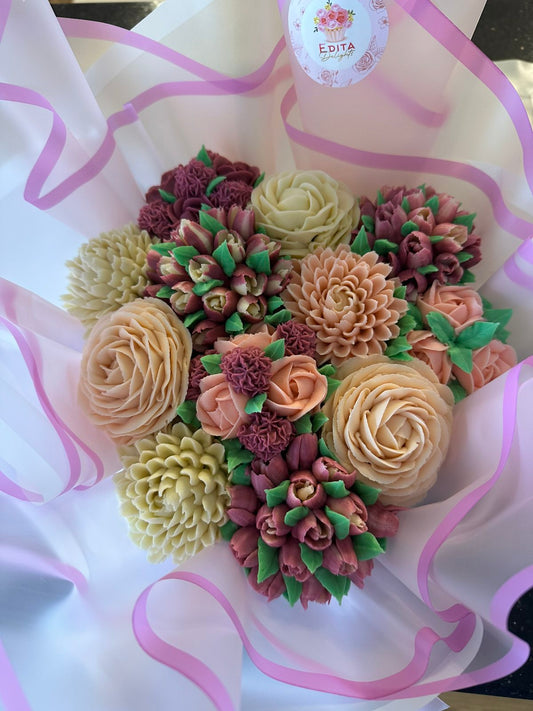 Flowers cupcake bouquet - 12 pcs