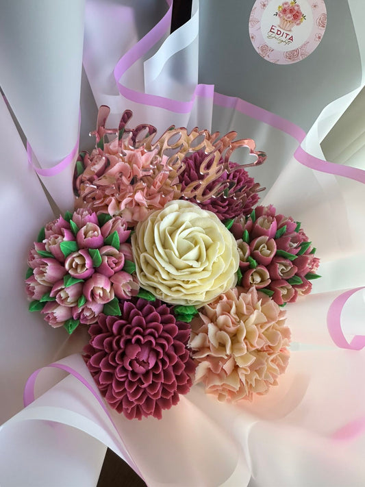 Happy Birthday Cupcake bouquet - 7 pcs