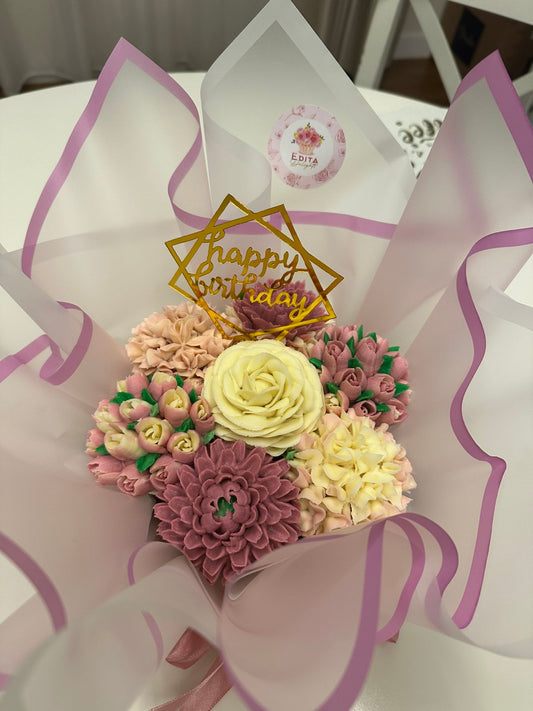 Happy Birthday Cupcake Bouquet - 7 pcs