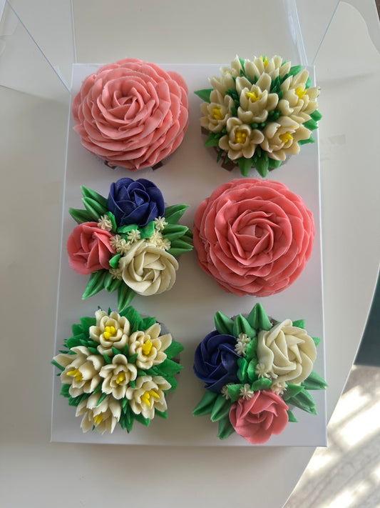 Flower Cupcakes Box \ 6 pcs