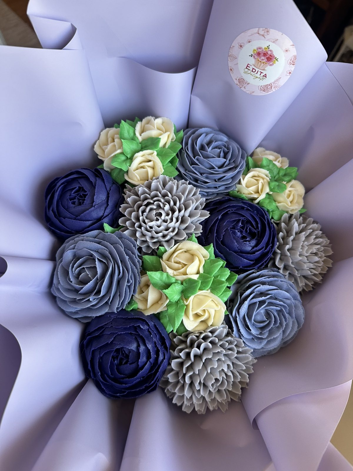 Flowers Cupcake bouquet \ Purple \ 12 pcs