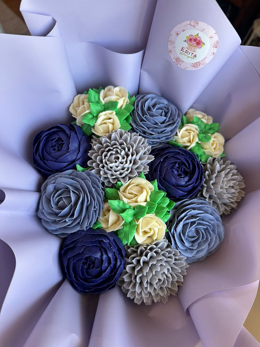 Flowers Cupcake bouquet \ Purple \ 12 pcs