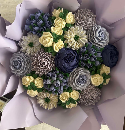 Purple Cupcake flowers bouquet \ 19 pcs